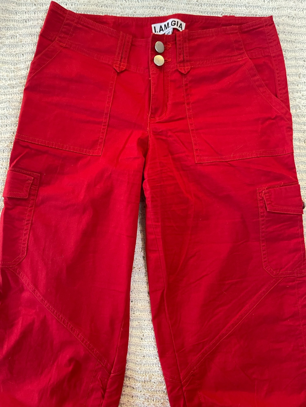 I.AM.GIA Red High-Rise Utility Pants